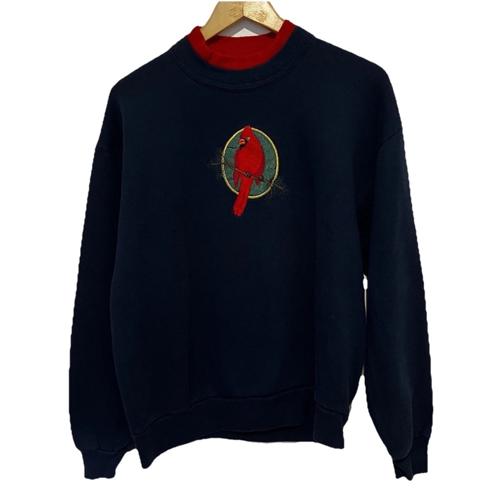 VTG Top Stitch By Morning Sun Womens L Sweatshirt Embroidered Cardinal USA